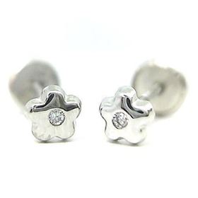 Foto de 90-6046-1B - PENDIENTES BRILLANTE FLOR 4MM O.B. 18K