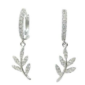 Foto de 25-1731 - CRIOLLAS PLATA CIRCONITA 12MM HOJA LAUREL 15MM