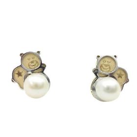 Foto de 51-757505 - PENDIENTES OSO PERLA BICOLOR 6.5MM 18K