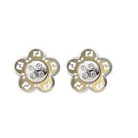 Foto de 51-1361405 - PENDIENTES FLOR BICOLOR CIRCONITA 7MM 18K