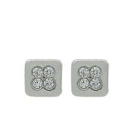 Foto de 51-1627B - PENDIENTES CUADRADOS CIRCONITA 4MM O.B. 18K