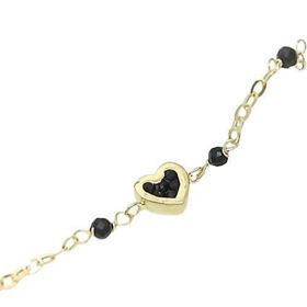 Foto de 10-467-160 - PULSERA CORAZÓN CIRCONITAS NEGRAS 6-2.5MM 19CM 18K