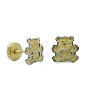 Foto de 51-703005 - PENDIENTES OSO BICOLOR 6MM 18K