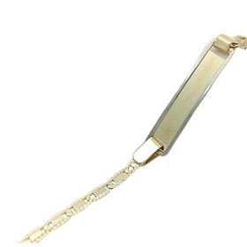 Foto de 10-00-6579 - PULSERA BEBÉ PLACA BICOLOR (PLACA 4X20MM) 13.5CM ANILLA A 2CM. (1,86gr) 18K