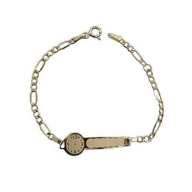 Foto de 04-276 - PULSERA BEBÉ PLACA RELOJ 2.5MM (PLACA 25MM) 14CM ANILLA A 1.5CM (1,79gr) 18K
