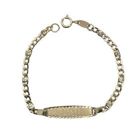 Foto de 45-053-P - PULSERA BEBÉ PLACA 3X1 CIRCONITA (PLACA 4X20MM) 12CM (1,19gr) 18K