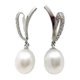 Foto de 71-2584BP - PENDIENTES PERLA CIRCONITA 30MM PRESIÓN O.B. 18K