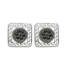 Foto de 51-40405B - PENDIENTES CIRCONITA NEGRA 8X8MM O.B. 18K