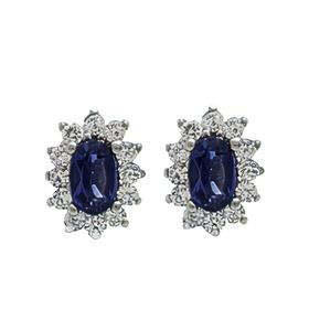 Foto de 13-7588BZP - PENDIENTES ZAFIRO CIRCONITA 8X6MM O.B. 18K