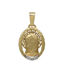 Foto de 26-791-2 - MEDALLA VIRGEN NIÑA BRILLANTE BICOLOR 19MM 18K