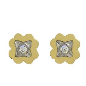 Foto de 71-8411 - PENDIENTES FLOR BICOLOR CIRCONITA 6MM 18K