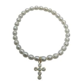 Foto de 05-2259-2 - PULSERA PERLAS CRUZ CIRCONITA 11X8MM 18K