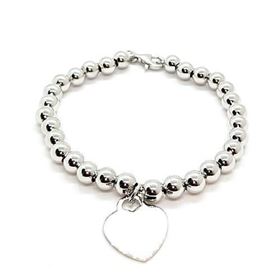 Foto de 20-006 - PULSERA PLATA BOLAS 6MM CORAZÓN 15MM 19CM