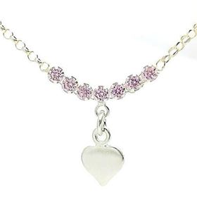 Foto de 20-007 - PULSERA PLATA CORAZÓN 6MM PIEDRAS ROSAS 19CM ALARGADOR 2.5CM