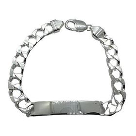 Foto de 20-GB300 - PULSERA PLATA PLACA 40 X 9.50MM  FIGARO 8MM 22.5CM