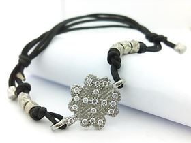 Foto de 00-AG8 - *OFERTA* PULSERA PLATA FLOR-CUERO 14MM