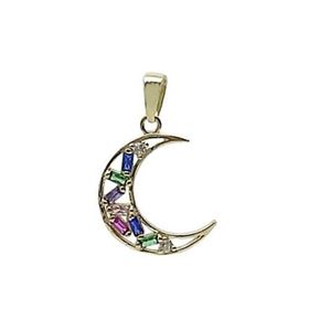 Foto de 44-00021 - COLGANTE LUNA PIEDRAS COLOR 14MM 18K