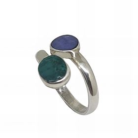 Foto de 86-010S-3 - SORTIJA PLATA DOS PIEDRAS COLOR 16MM