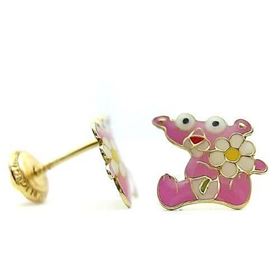 Foto de 00-1036 - PENDIENTES PANTERA ROSA ESMALTE 8MM 18K