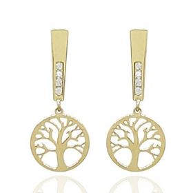 Foto de 99-839 - PENDIENTES ÁRBOL DE LA VIDA CIRCONITA 25MM PRESIÓN 18K 