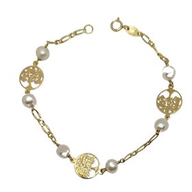 Foto de 45-235 - PULSERA ÁRBOL DE LA VIDA-PERLAS 10-5MM 17.5CM 18K