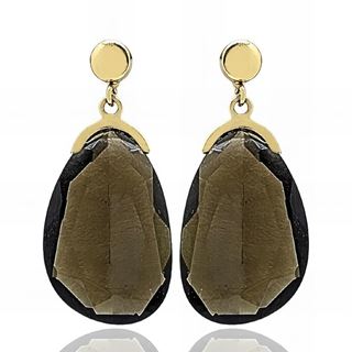 Foto de 97-25309MR - PENDIENTES PIEDRA MARRÓN 25MM 18K