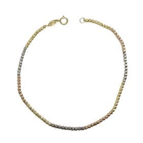 Foto de 28-202192 - PULSERA BOLAS 2 MM TRICOLOR LAPIDADAS 19CM (3,20gr) 18K