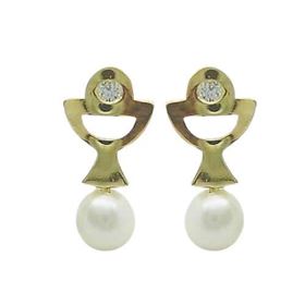 Foto de 62-737 - PENDIENTES CÁLIZ PERLA CIRCONITA 10MM 18K