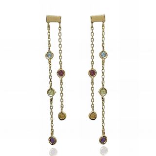 Foto de 71-11119 - PENDIENTES LARGOS PIEDRAS COLOR 34MM 18K
