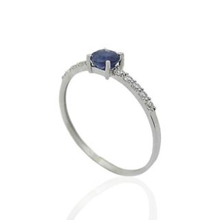 Foto de 71-8215ZBS - SORTIJA PIEDRA ZAFIRO CIRCONITA 4MM O.B. 18K