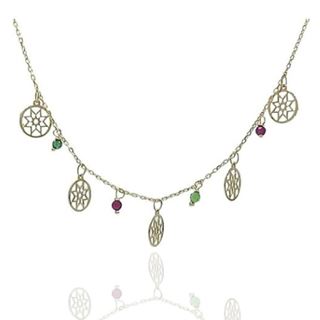 Foto de 10-656-119G - GARGANTILLA MANDALAS PIEDRAS COLOR 8-3MM 42CM 18K