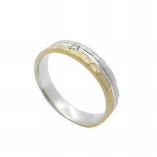 Foto de 10-351-153-14 - ALIANZA BICOLOR MARTELADO CON BRILLANTE 4MM 18K