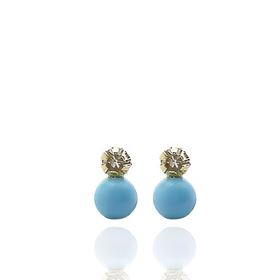 Foto de 87-21-3T - PENDIENTES TÚ Y YO TURQUESA 3MM 18K