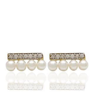 Foto de 71-8913 - PENDIENTES PERLA CIRCONITA BICOLOR 4.5X10MM 18K