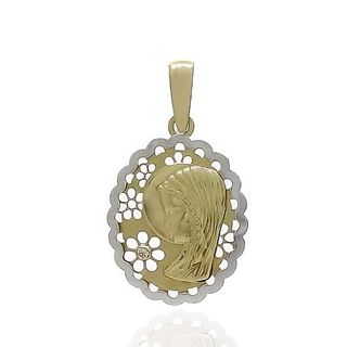 Foto de 51-14014 - MEDALLA VIRGEN NIÑA BICOLOR CIRCONITA 18MM 18K