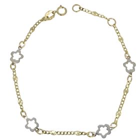 Foto de 10-00-6081 - PULSERA FLORES BICOLOR 6.50MM 18CM (ANILLA A 2CM) (1,45gr) 18K