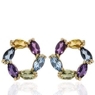 Foto de 71-12450P - PENDIENTES PÉTALOS PIEDRAS COLOR 10MM PRESIÓN 18K
