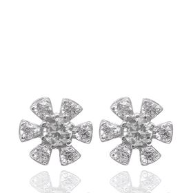 Foto de 40-7403B - PENDIENTES FLOR CIRCONITA 8.5MM O.B. 18K