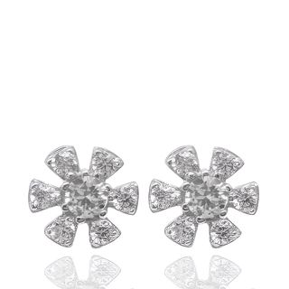 Foto de 40-7403B - PENDIENTES FLOR CIRCONITA 8.5MM O.B. 18K