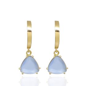 Foto de 40-7743A - PENDIENTES ARO PIEDRA COLOR AZUL 24MM PRESIÓN 18K 