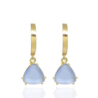 Foto de 40-7743A - PENDIENTES ARO PIEDRA COLOR AZUL 24MM PRESIÓN 18K 