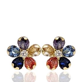 Foto de 05-4478 - PENDIENTES FLOR PIEDRAS COLOR 9MM 18K