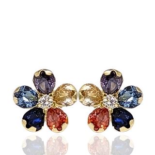 Foto de 05-4478 - PENDIENTES FLOR PIEDRAS COLOR 9MM 18K