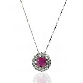 Foto de 90-6039CR - GARGANTILLA "NETO" BRILLANTE 0.06 KTES. RUBÍ O.B. 7MM 18K