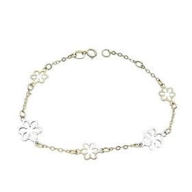 Foto de 10-00-7737 - PULSERA FLORES BICOLOR 9-7MM 18.5CM (1,46gr) 18K