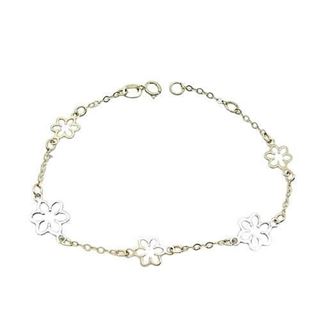 Foto de 10-00-7737 - PULSERA FLORES BICOLOR 9-7MM 18.5CM (1,46gr) 18K
