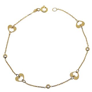 Foto de 10-656-169 - PULSERA CORAZONES CIRCONITA 18.5CM 18K**