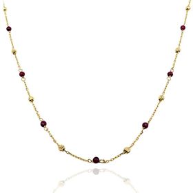 Foto de 10-656-153J - GARGANTILLA BOLAS Y PIEDRAS COLOR 42CM (ALARGADOR 3CM) 18K**