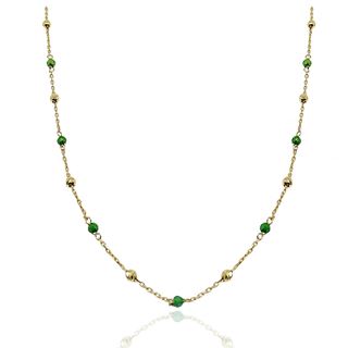 Foto de 10-656-153V - GARGANTILLA BOLAS Y PIEDRAS COLOR 42CM (ALARGADOR 3CM) 18K**