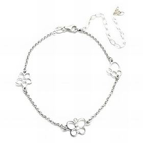 Foto de 20-16T - TOBILLERA PLATA TRES MOTIVOS 9MM 17CM ALARGADOR 6CM